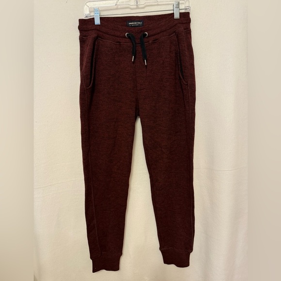 American Eagle Wool Blend Jogger Sweat‎ Pants Small Burgundy Pockets - Picture 1 of 6